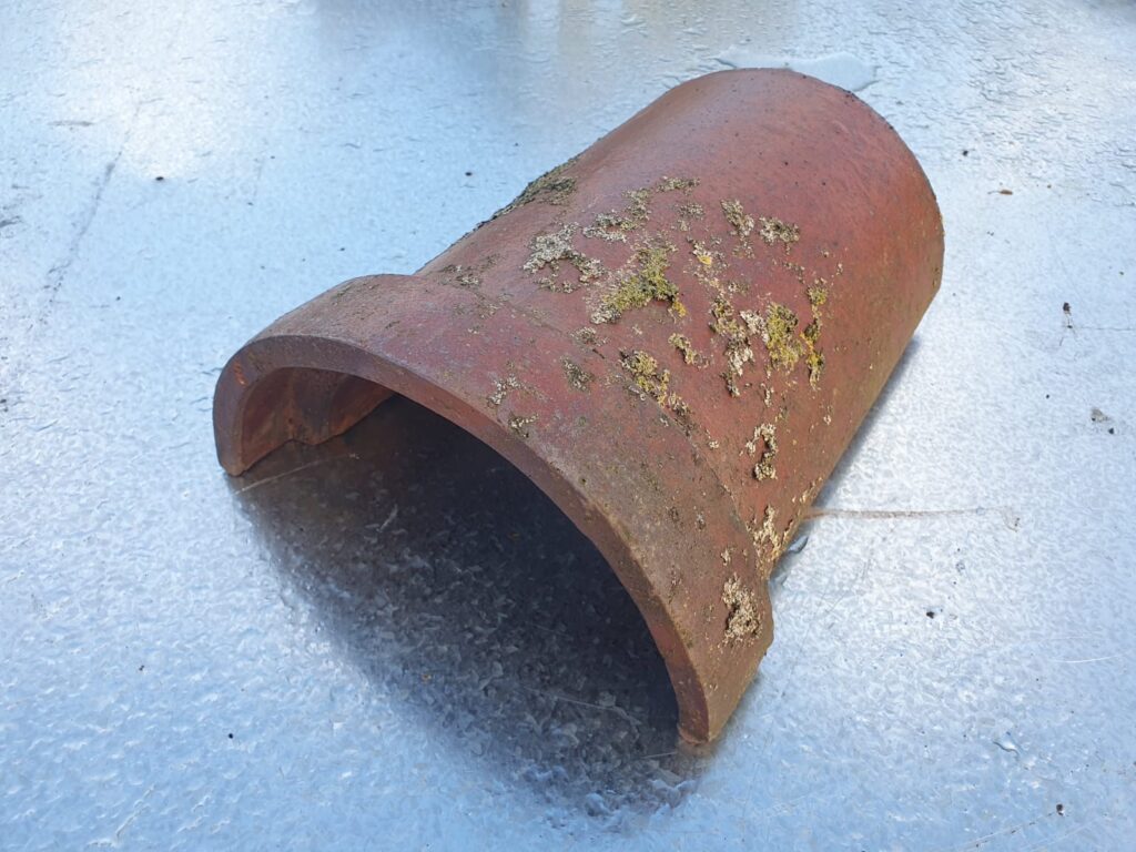 Round Ridge Tile Function Reclaimed Brindle Collared Half Round Ridge - Four Oaks Reclamation