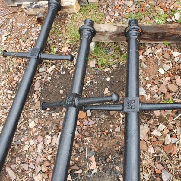 Set of 3 original matching cast iron Lamp Posts